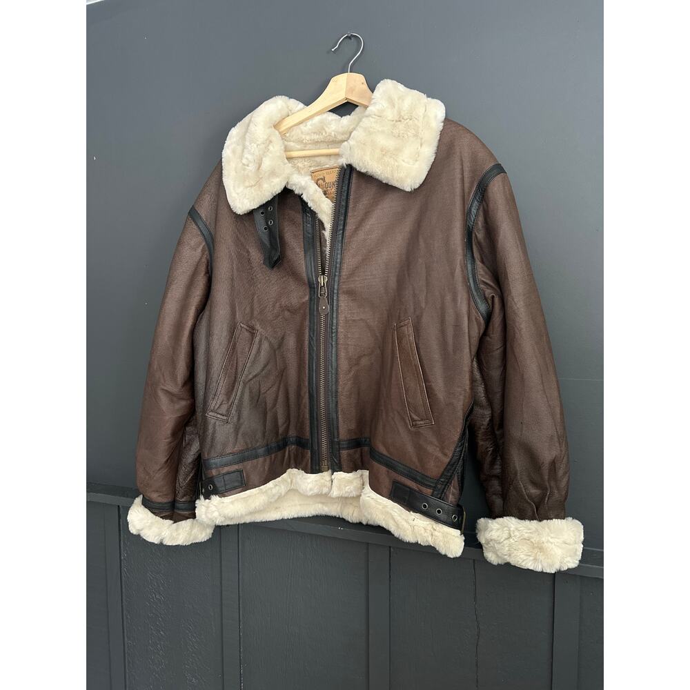 Vintage Leather B3 Aviator Brown Bomber Jacket Lloyd Elliots Country Club Size M - Picture 3 of 10